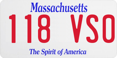 MA license plate 118VS0