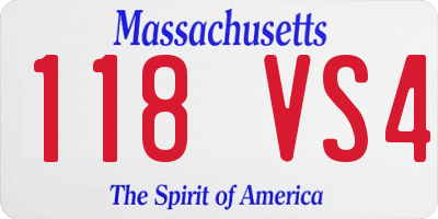 MA license plate 118VS4