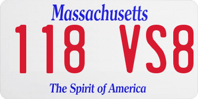 MA license plate 118VS8