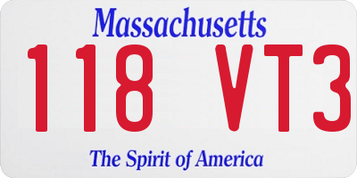 MA license plate 118VT3