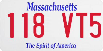 MA license plate 118VT5