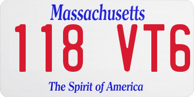 MA license plate 118VT6