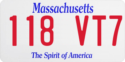 MA license plate 118VT7