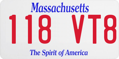 MA license plate 118VT8