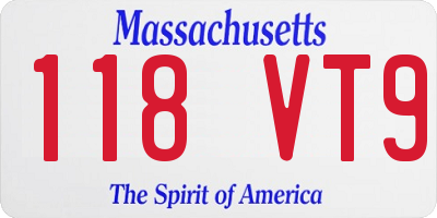 MA license plate 118VT9