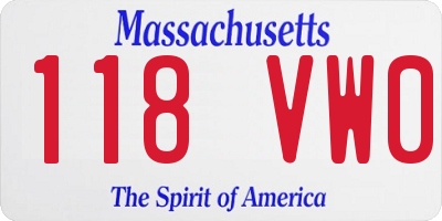 MA license plate 118VW0
