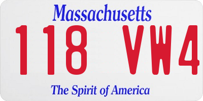 MA license plate 118VW4