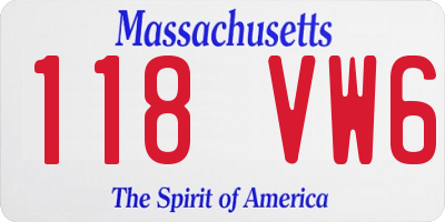 MA license plate 118VW6