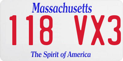 MA license plate 118VX3