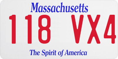 MA license plate 118VX4