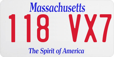 MA license plate 118VX7