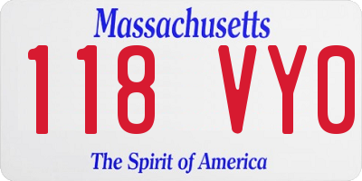 MA license plate 118VY0