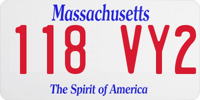 MA license plate 118VY2