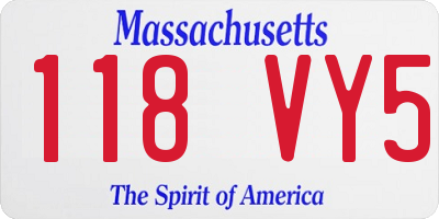 MA license plate 118VY5