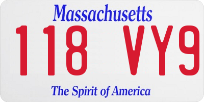 MA license plate 118VY9