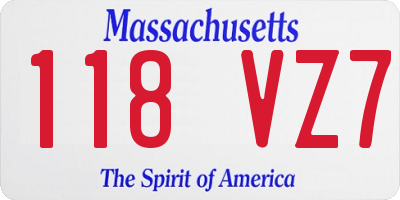 MA license plate 118VZ7
