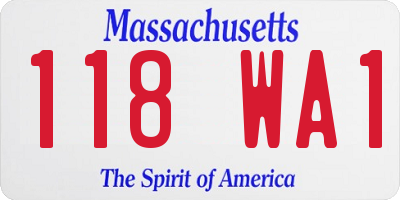 MA license plate 118WA1