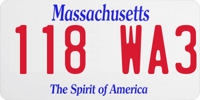 MA license plate 118WA3