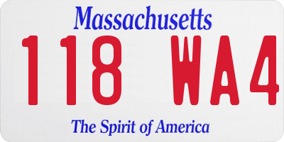 MA license plate 118WA4