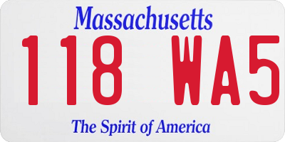 MA license plate 118WA5