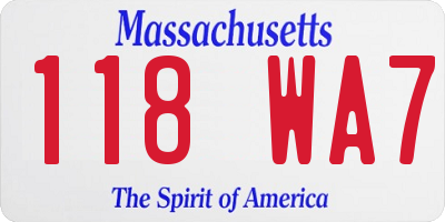 MA license plate 118WA7