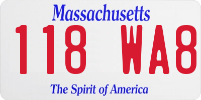 MA license plate 118WA8