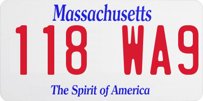 MA license plate 118WA9