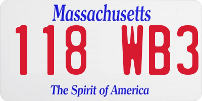 MA license plate 118WB3