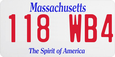 MA license plate 118WB4