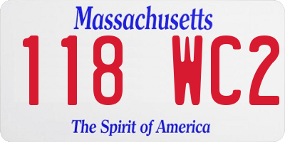 MA license plate 118WC2