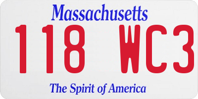 MA license plate 118WC3