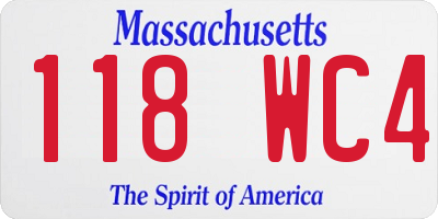 MA license plate 118WC4