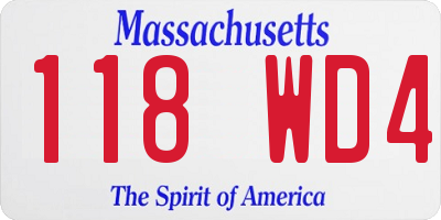 MA license plate 118WD4