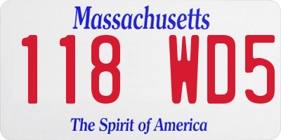 MA license plate 118WD5