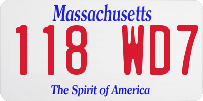 MA license plate 118WD7