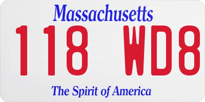 MA license plate 118WD8