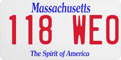 MA license plate 118WE0