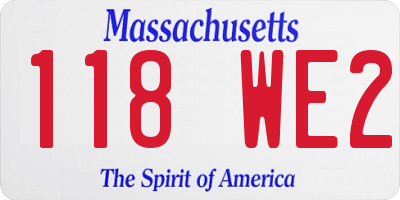 MA license plate 118WE2
