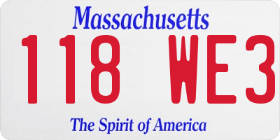 MA license plate 118WE3