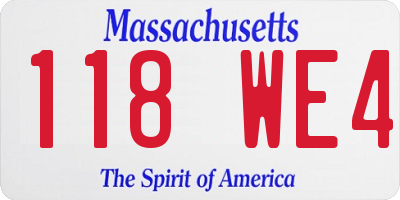 MA license plate 118WE4