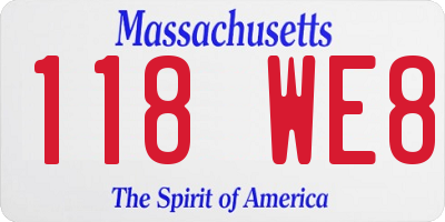 MA license plate 118WE8
