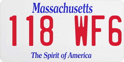 MA license plate 118WF6