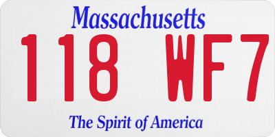 MA license plate 118WF7