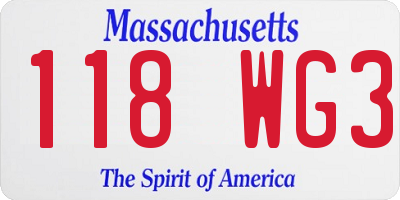 MA license plate 118WG3