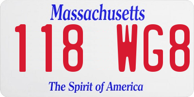 MA license plate 118WG8