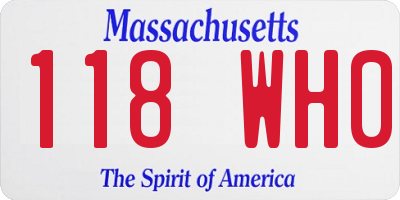 MA license plate 118WH0