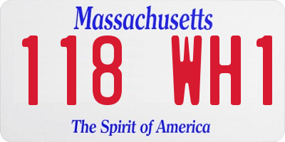 MA license plate 118WH1