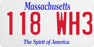MA license plate 118WH3