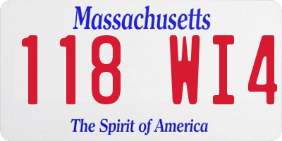 MA license plate 118WI4