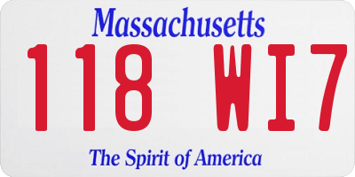 MA license plate 118WI7